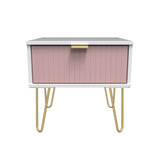 Linear 1 Drawer Bedside Cabinet with Gold Hairpin Legs - Welcome Furniture