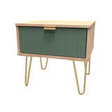 Linear 1 Drawer Bedside Cabinet with Gold Hairpin Legs - Welcome Furniture