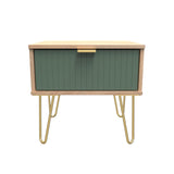 Linear 1 Drawer Bedside Cabinet with Gold Hairpin Legs - Welcome Furniture