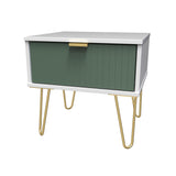 Linear 1 Drawer Bedside Cabinet with Gold Hairpin Legs - Welcome Furniture