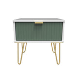 Linear 1 Drawer Bedside Cabinet with Gold Hairpin Legs - Welcome Furniture
