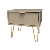Linear 1 Drawer Bedside Cabinet with Gold Hairpin Legs - Welcome Furniture