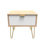 Linear 1 Drawer Bedside Cabinet with Gold Hairpin Legs - Welcome Furniture