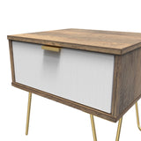 Linear 1 Drawer Bedside Cabinet with Gold Hairpin Legs - Welcome Furniture