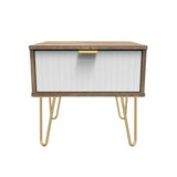 Linear 1 Drawer Bedside Cabinet with Gold Hairpin Legs - Welcome Furniture