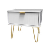 Linear 1 Drawer Bedside Cabinet with Gold Hairpin Legs - Welcome Furniture