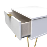Linear 1 Drawer Bedside Cabinet with Gold Hairpin Legs - Welcome Furniture
