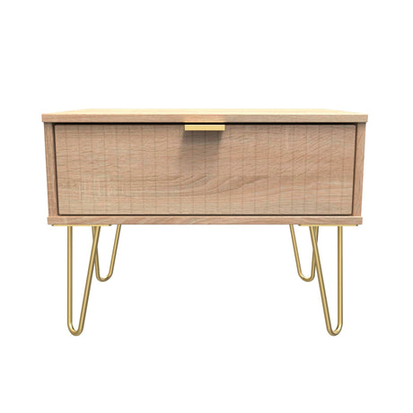 Linear 1 Drawer Midi Chest with Gold Hairpin Legs - Welcome Furniture