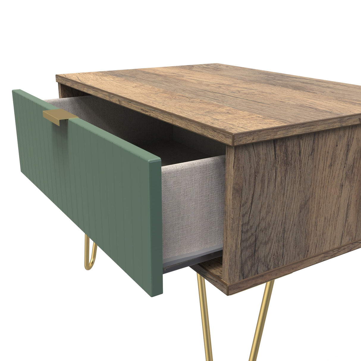 Linear 1 Drawer Midi Chest with Gold Hairpin Legs - Welcome Furniture