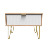 Linear 1 Drawer Midi Chest with Gold Hairpin Legs - Welcome Furniture