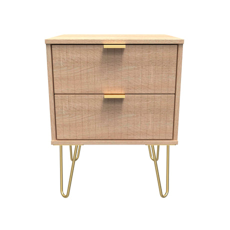 Linear 2 Drawer Bedside Cabinet with Hairpin Legs - Welcome Furniture