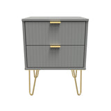 Linear 2 Drawer Bedside Cabinet with Hairpin Legs - Welcome Furniture