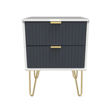 Linear 2 Drawer Bedside Cabinet with Hairpin Legs - Welcome Furniture