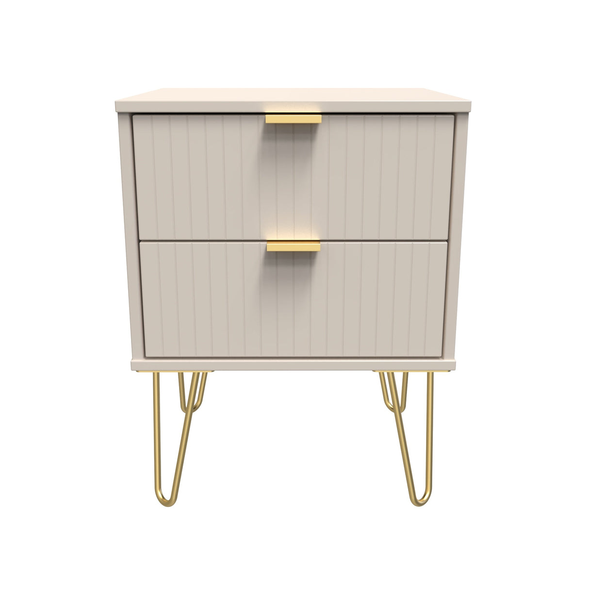 Linear 2 Drawer Bedside Cabinet with Hairpin Legs - Welcome Furniture