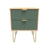 Linear 2 Drawer Bedside Cabinet with Hairpin Legs - Welcome Furniture
