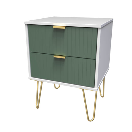 Linear 2 Drawer Bedside Cabinet with Hairpin Legs - Welcome Furniture