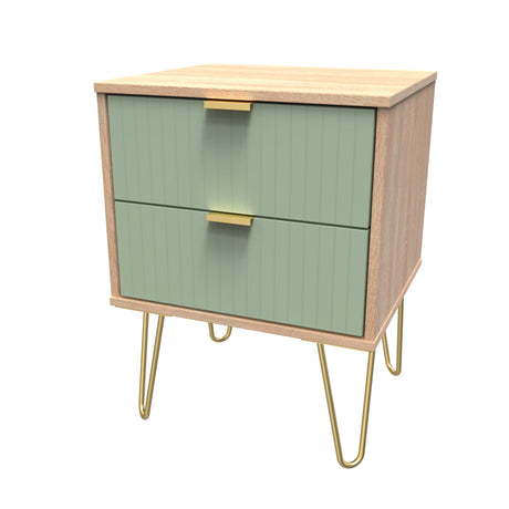 Linear 2 Drawer Bedside Cabinet with Hairpin Legs - Welcome Furniture