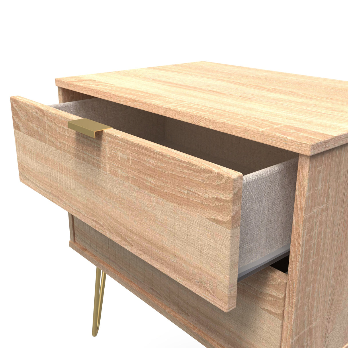 Linear 2 Drawer Midi Chest with Gold Hairpin Legs - Welcome Furniture
