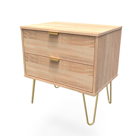 Linear 2 Drawer Midi Chest with Gold Hairpin Legs - Welcome Furniture