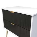 Linear 2 Drawer Midi Chest with Gold Hairpin Legs - Welcome Furniture