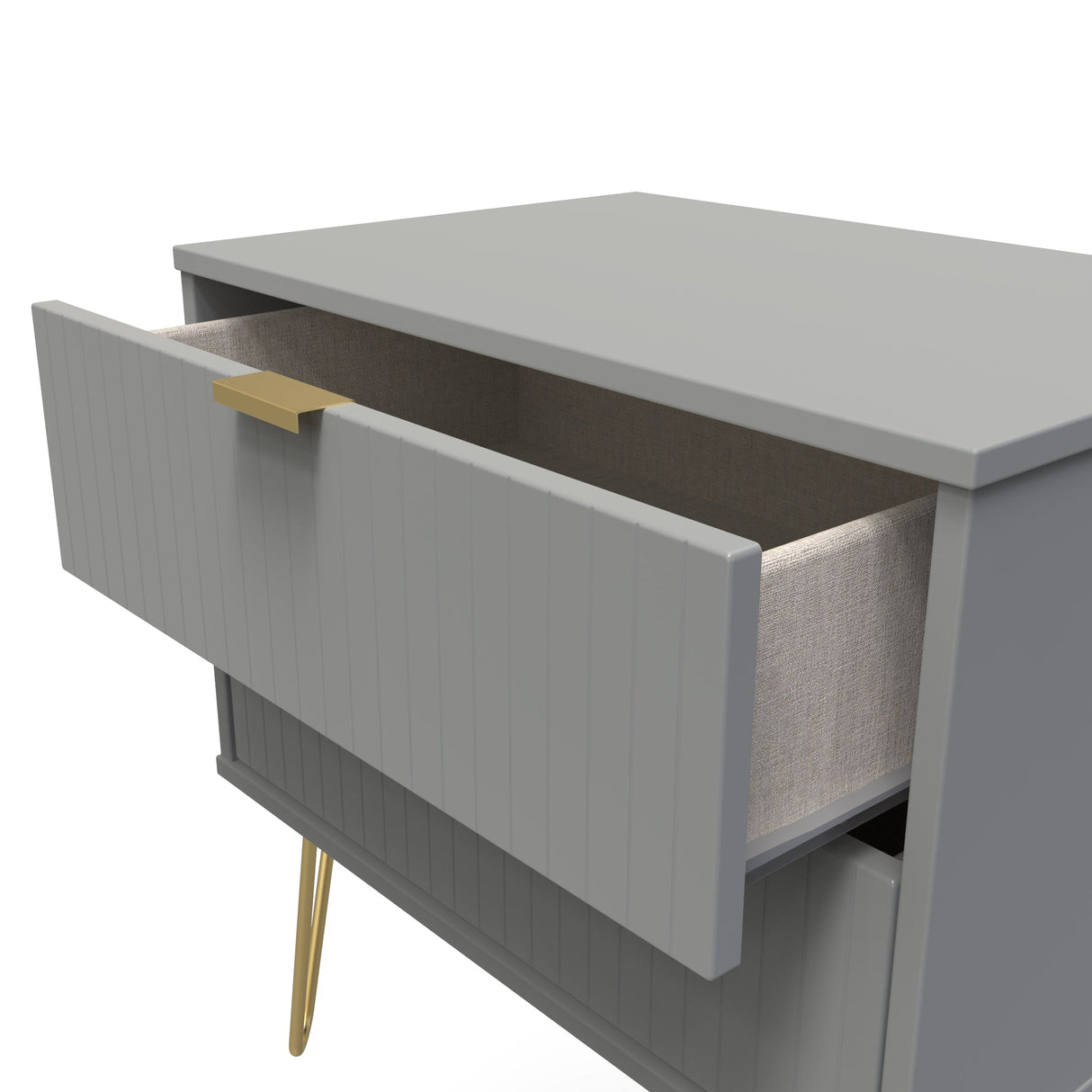 Linear 2 Drawer Midi Chest with Gold Hairpin Legs - Welcome Furniture
