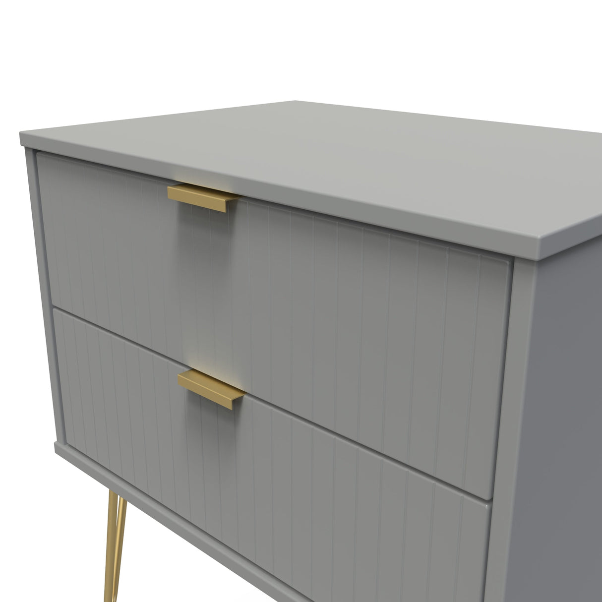 Linear 2 Drawer Midi Chest with Gold Hairpin Legs - Welcome Furniture