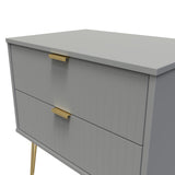 Linear 2 Drawer Midi Chest with Gold Hairpin Legs - Welcome Furniture