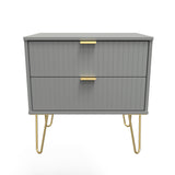 Linear 2 Drawer Midi Chest with Gold Hairpin Legs - Welcome Furniture