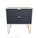 Linear 2 Drawer Midi Chest with Gold Hairpin Legs - Welcome Furniture