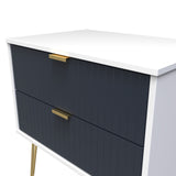 Linear 2 Drawer Midi Chest with Gold Hairpin Legs - Welcome Furniture