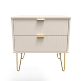 Linear 2 Drawer Midi Chest with Gold Hairpin Legs - Welcome Furniture