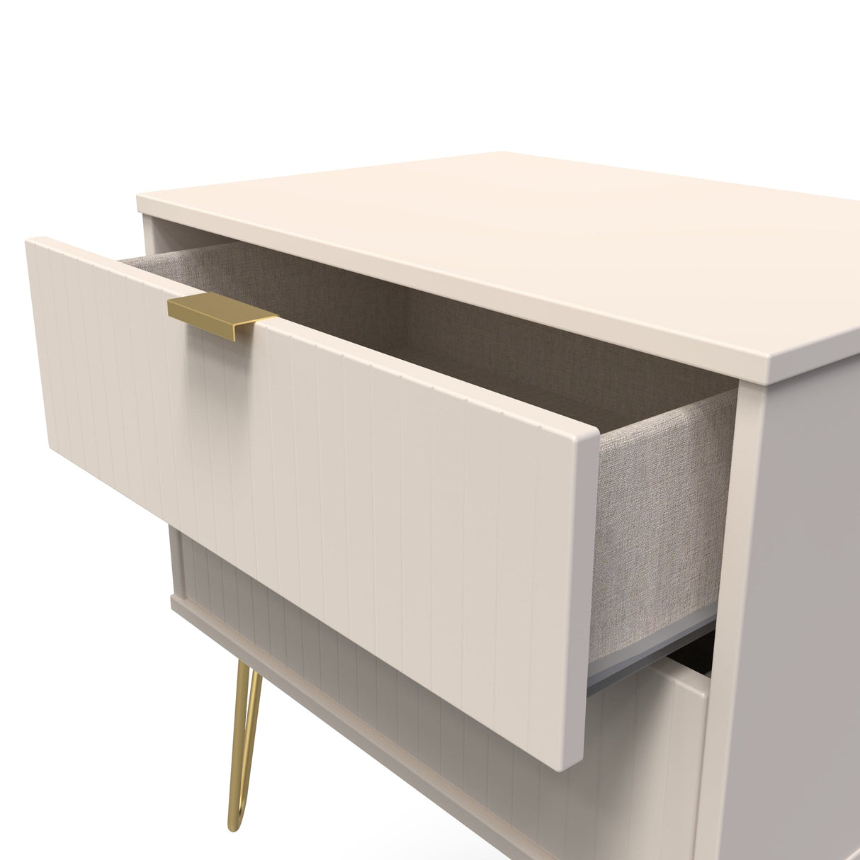Linear 2 Drawer Midi Chest with Gold Hairpin Legs - Welcome Furniture
