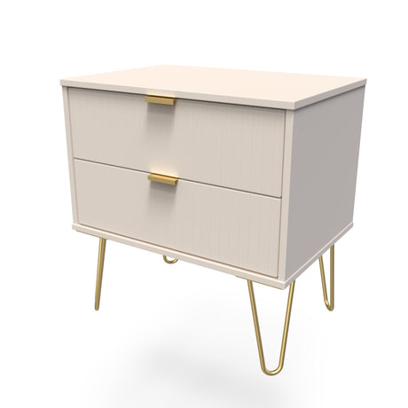 Linear 2 Drawer Midi Chest with Gold Hairpin Legs - Welcome Furniture