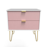 Linear 2 Drawer Midi Chest with Gold Hairpin Legs - Welcome Furniture