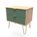 Linear 2 Drawer Midi Chest with Gold Hairpin Legs - Welcome Furniture