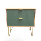 Linear 2 Drawer Midi Chest with Gold Hairpin Legs - Welcome Furniture