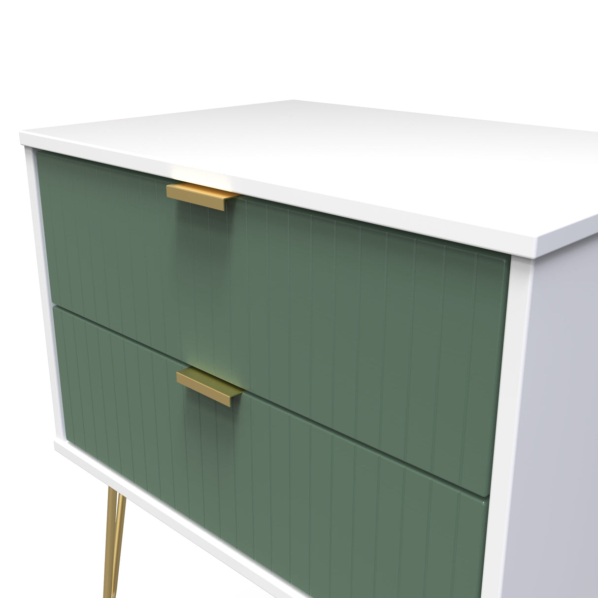 Linear 2 Drawer Midi Chest with Gold Hairpin Legs - Welcome Furniture