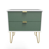 Linear 2 Drawer Midi Chest with Gold Hairpin Legs - Welcome Furniture