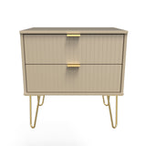 Linear 2 Drawer Midi Chest with Gold Hairpin Legs - Welcome Furniture