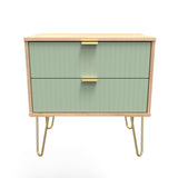 Linear 2 Drawer Midi Chest with Gold Hairpin Legs - Welcome Furniture