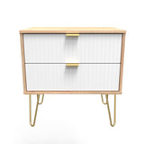 Linear 2 Drawer Midi Chest with Gold Hairpin Legs - Welcome Furniture