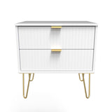 Linear 2 Drawer Midi Chest with Gold Hairpin Legs - Welcome Furniture