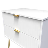 Linear 2 Drawer Midi Chest with Gold Hairpin Legs - Welcome Furniture