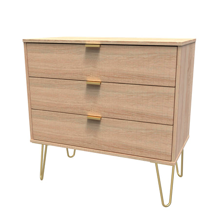 Linear 3 Drawer Chest with Gold Hairpin Legs - Welcome Furniture