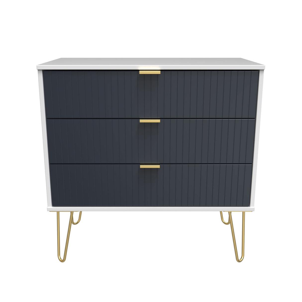 Linear 3 Drawer Chest with Gold Hairpin Legs - Welcome Furniture