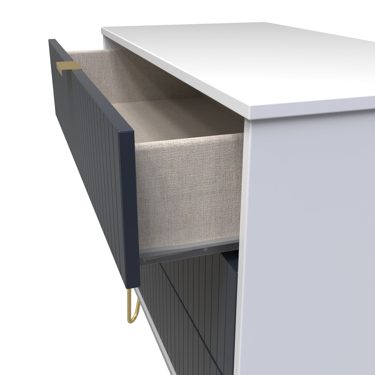 Linear 3 Drawer Chest with Gold Hairpin Legs - Welcome Furniture