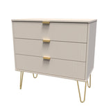 Linear 3 Drawer Chest with Gold Hairpin Legs - Welcome Furniture