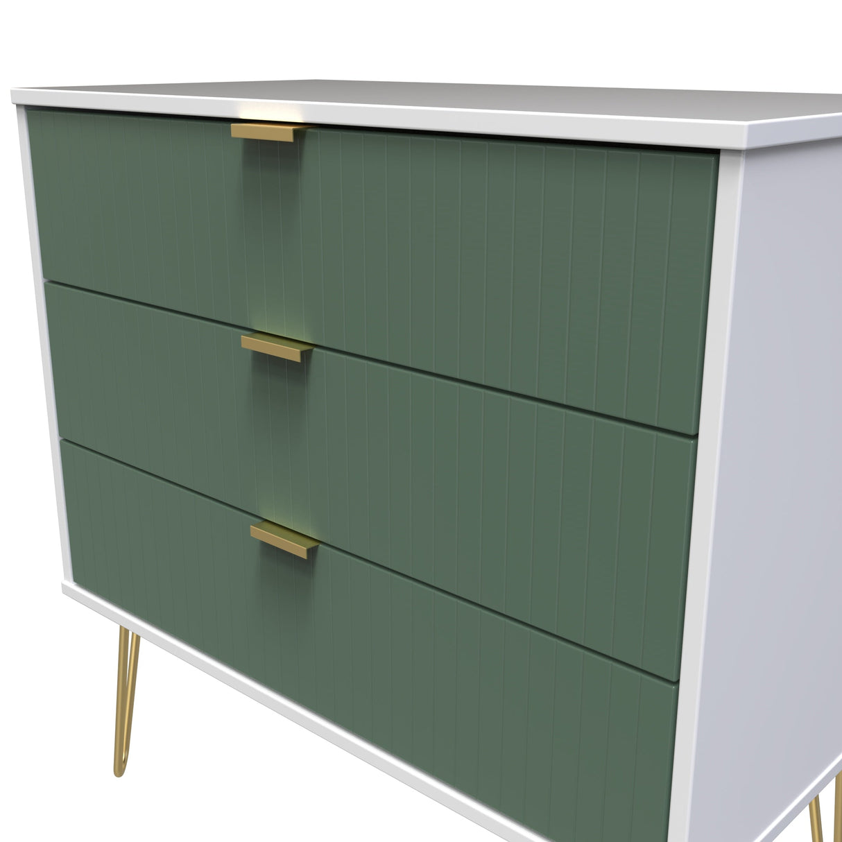 Linear 3 Drawer Chest with Gold Hairpin Legs - Welcome Furniture