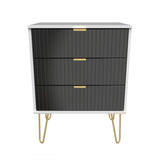 Linear 3 Drawer Midi Chest with Gold Hairpin Legs - Welcome Furniture
