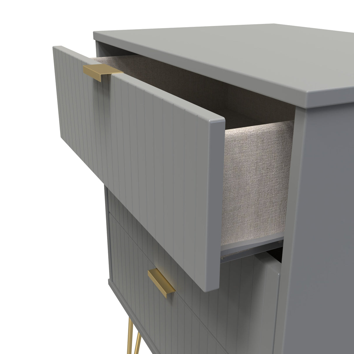 Linear 3 Drawer Midi Chest with Gold Hairpin Legs - Welcome Furniture